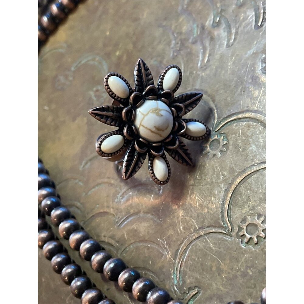 Rose Western Star Copper White Fall Necklace Earring Bracelet Ring SET Southwest - Picture 13 of 16